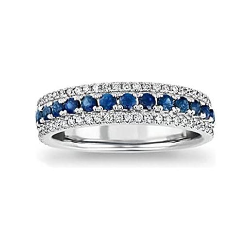 Vml Jewellers creato gemma rotonda sfaccettata blu zaffiro cz anello - anello in argento 92,5 blu zaffiro blu cz pietre preziose anello - regalo di gioielli di nozze per il giorno dei bambini