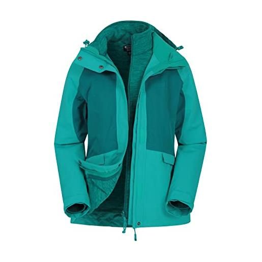 Mountain Warehouse giacca thunderstorm 3 in 1 da donna - esterno impermeabile, caratteristiche regolabili, interno in pile rimovibile -per attività all'aperto, invernale verde 54