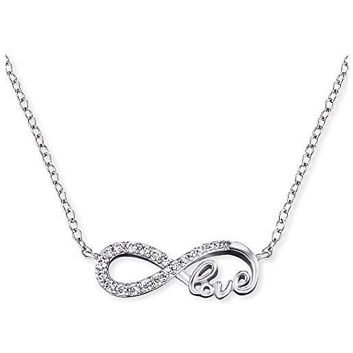 Engelsrufer infinito amore collana con pendente per le donne 925-argento tempestata di 20 bianco zirconia lunghezza 40 cm più 4 cm