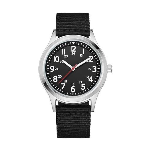 CIVO orologio-uomo militare-sportivo analogico orologio-da-polso - semplice orologio impermeabile uomo nero luminoso 12/24 ore orologio uomo quarzo nylon, regalo uomo