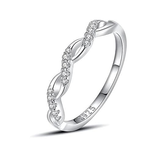 BCughia anello di fidanzamento, veretta argento 925 con zirconi con un anello di diamanti a croce ondulata natale anello donna 15 misura