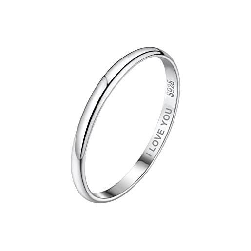 Bandmax fedina, 2 mm anello argento 925 donna uomo, sottile ferma anello mignolo donna, taglia 25 anelli argento personalizzato con incisione, idee regalo per
