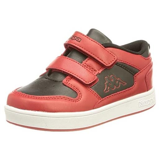 Kappa lineup low m, scarpe da ginnastica unisex-bambini, rosso nero, 24 eu