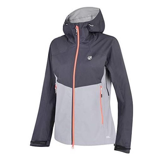 Dare2b sierra' waterproof stretch hooded jacket jacket shell, donna, ebony grey/cloudy grey, 14