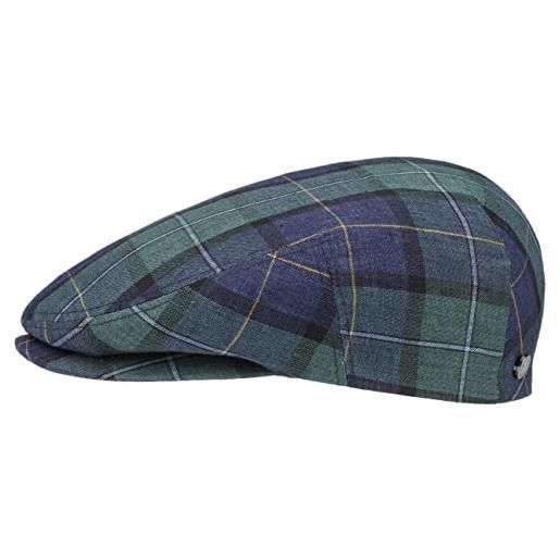 LIERYS coppola bellino driver uomo - made in the eu berretto lino cappello piatto con visiera, fodera autunno/inverno primavera/estate - xl (60-61 cm) blu-verde