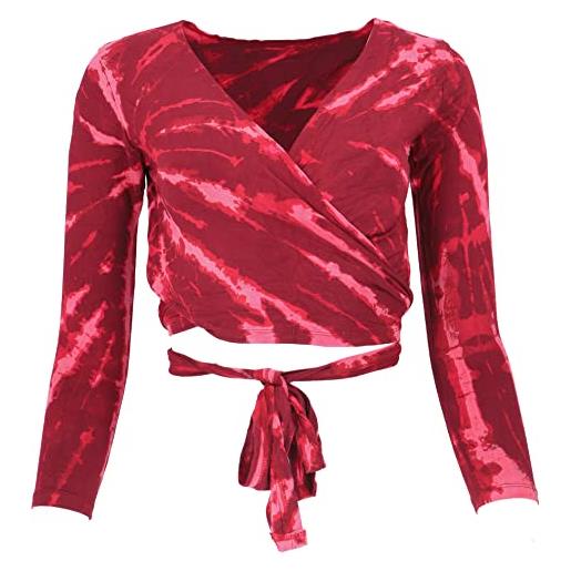 GURU SHOP batik - maglia fasciatoio, da yoga, a maniche lunghe, da donna, colore rosa, sintetico, taglia: 36, colore: rosa. , 42