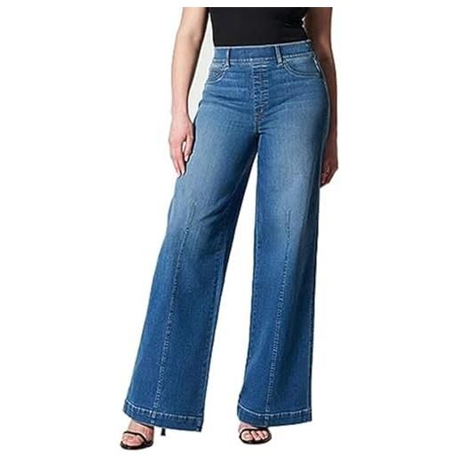 Chaies jeans pull-on a gamba larga, jeans a vita alta elasticizzati con cucitura frontale | pantaloni da indossare casual per tutti i giorni per la casa, il lavoro, le vacanze, gli appuntamenti