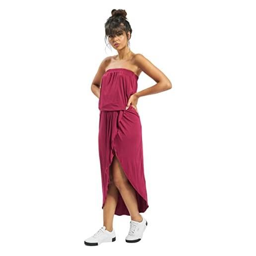 Urban Classics ladies viscose bandeau dress, vestito, donna, rosso (burgundy 606), xl