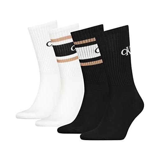 Calvin Klein socks ckj men sock 4p sport logo tin giftbox calzino equipaggio, black combo, one size uomini