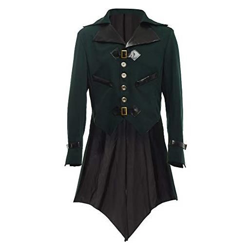 BLESSUME gotico vittoriano frac steampunk vtg coat giacca halloween cosplay costume (l, marrone)