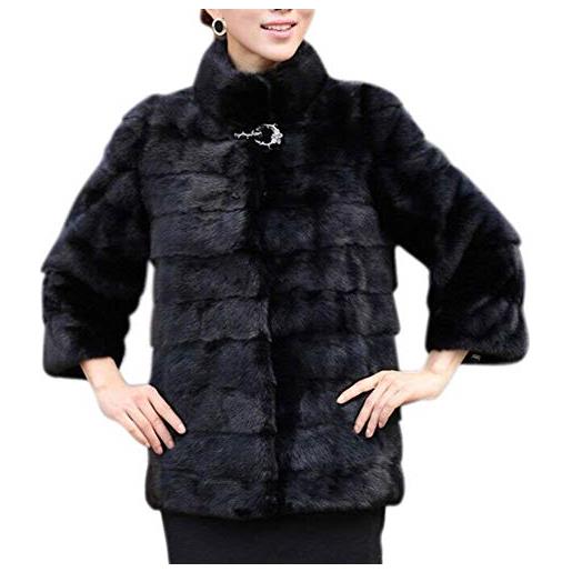 Huixin cappotto di pelliccia donan elegante invernali fashion pelliccia finta cappotto sottile squisito casual puro colore mom maniche lunghe giacca di pelliccia costume outerwear vita alta