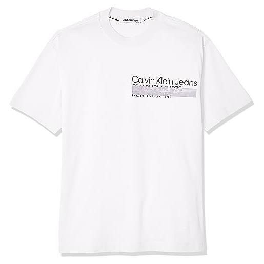 Calvin Klein ck jeans magliette s/s t-shirt, bianco brillante, xl uomo