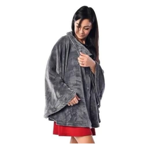 Generico s&g home pda vestaglia poncho donna con bottoni luxury cleo (grigio fumo)