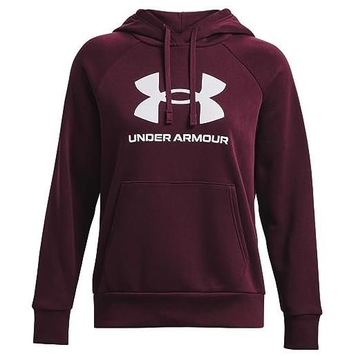 Under Armour felpa con cappuccio da donna rival in pile con logo, bordeaux, s