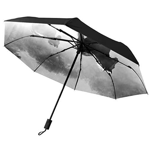 GISPOG ombrello pieghevole automatico, cavalli stalloni impermeabile compatto sole e pioggia, colore unico, taglia unica