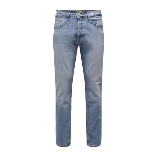 Only & Sons onsavi comfort l. Blue 4934 jeans noos pantaloni, mix blu chiaro, 32w x 30l uomo