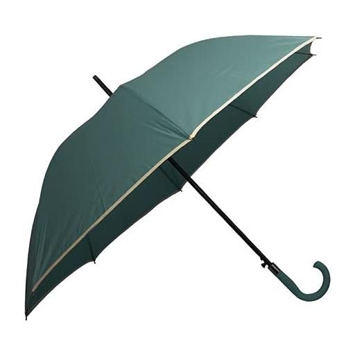 VIRSUS 1 ombrello lungo e resistente 8 stecche 8319 di colore petrolio con bordino stampato, aste e struttura in fibra rinforzata antivento e impugnatura in gomma ergonomica pioggia inverno