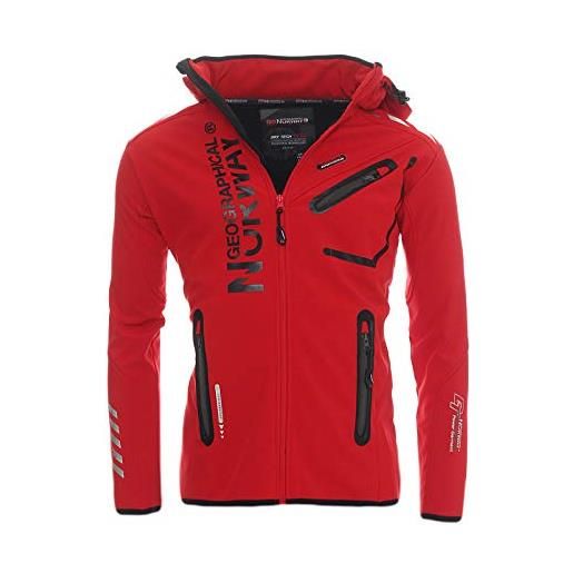 Geographical Norway - giacca softshell, da uomo per attività all'aperto, tecnologia turbo-dry, impermeabile, con cappuccio, colore: rosso, xxxl
