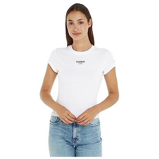 Tommy Jeans t-shirt donna maniche corte essential logo scollo rotondo, bianco (white), xs