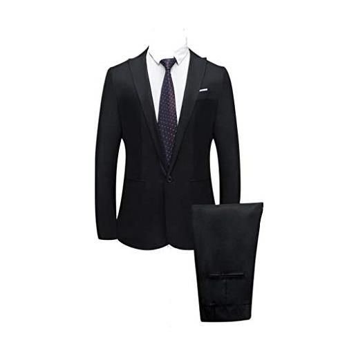 Fulidngzg abito cerimonia uomo, con bottoni slim fit elegante elegante completo casual lavoro vestito elegante classic suit smoking blazer giacca e pantaloni abiti da cerimonia formale business