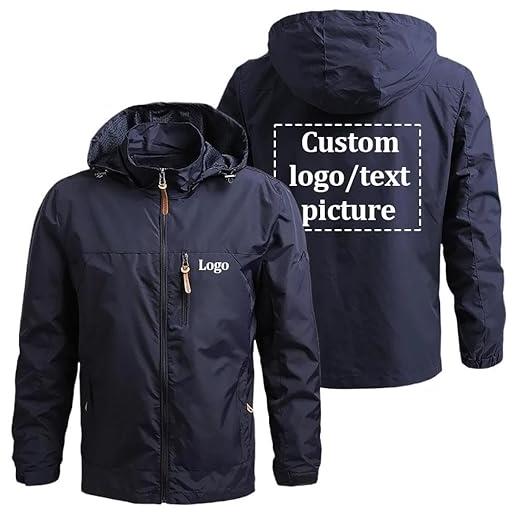 YILDEX logo personalizzato uomo giacche windbreaker capispalla cappotto impermeabile personalizzato navy blue, medium