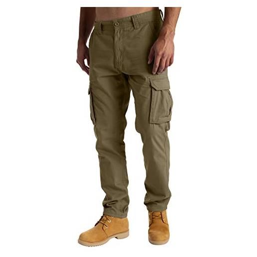 West Ace pantaloni da lavoro da uomo cargo da combattimento pantaloni casual con tasche per ginocchiere pantaloni da lavoro 100% cotone, beige scuro, w34 / l32
