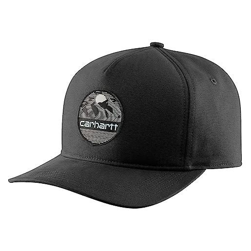 Carhartt cappellino patch montagna tela baseball, nero, taglia unica uomo