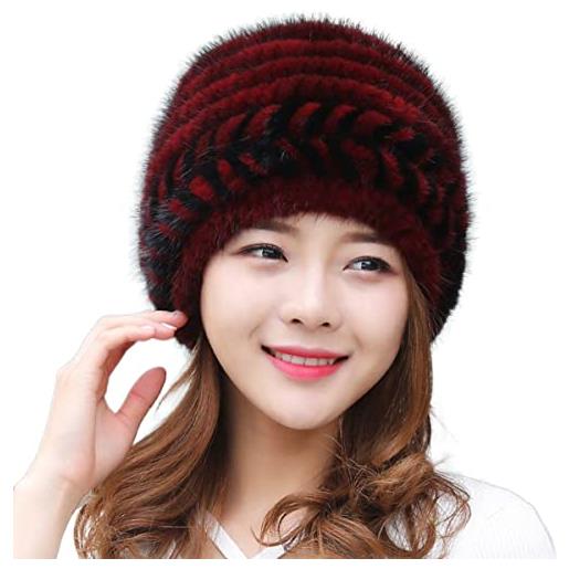 XUYUZUAU cappelli invernali da donna ragazze pelliccia di visone berretti in maglia moda