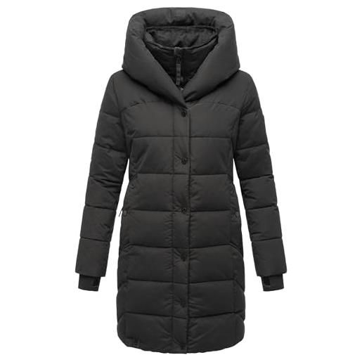 Navahoo cappotto invernale da donna, caldo, trapuntato, lungo, con cappuccio e colletto in pile rimovibile, taglie xs-xxl, nero , xs