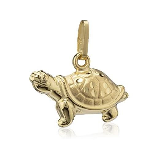 NKlaus catena ciondolo tartaruga piccola 333 oro giallo 16,3mm entrambi i lati lucido/opaco 4188