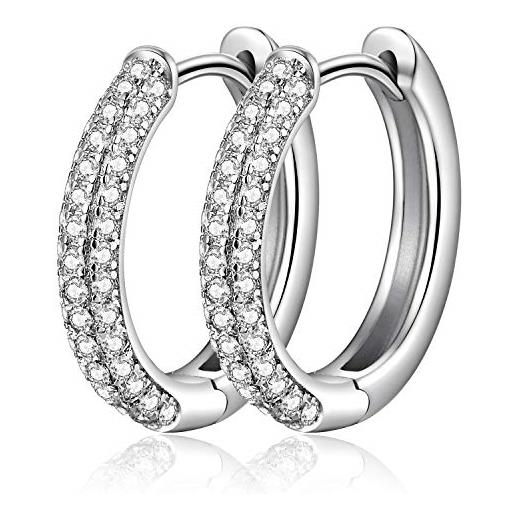 Jiahanzb orecchini a cerchio per donna in argento sterling 925 diamante piccoli zirconia cubica brillantini set anallergici 12.5mm
