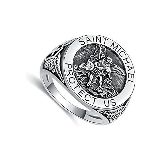 SLIACETE anello san michele in argento sterling 925 per uomo, con sigillo di san michele, regalo per uomo e ragazzo, 9.5-us(s½-uk), argento sterling, nessuna pietra preziosa
