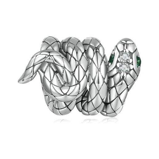 QANDOCCI funnala, ciondolo a forma di serpente in argento sterling 925, adatto per le donne alla moda, bracciali, argento sterling