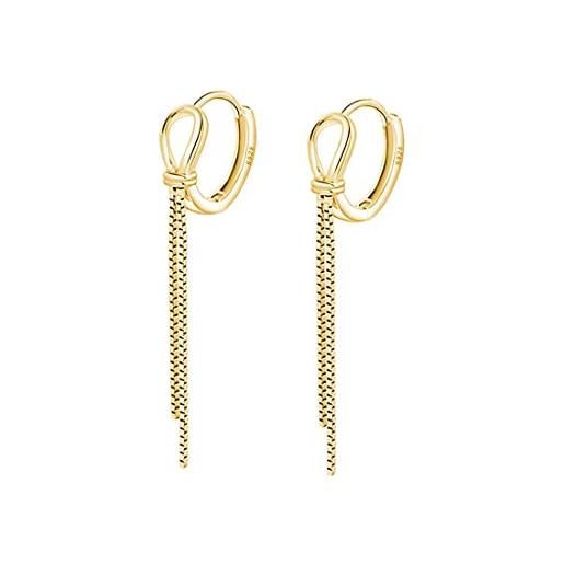 SLUYNZ 925 argento cerchio orecchini nappa per le donne ragazze adolescenti catena pendente cerchio orecchini (b-gold)