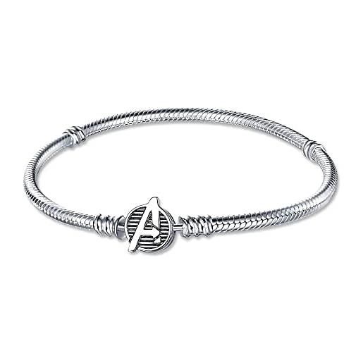 HappyStar bracciale donna argento 925, bracciali bead charm da donna, braccialetto in argento sterling con chiusura regali per donne. 