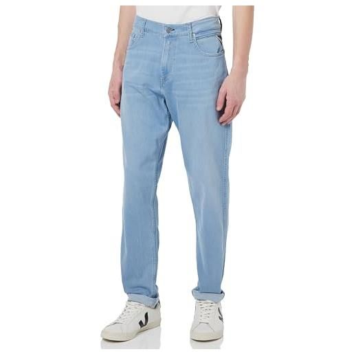 REPLAY jeans uomo sandot tapered fit elasticizzati, blu (light blue 010), w30 x l32