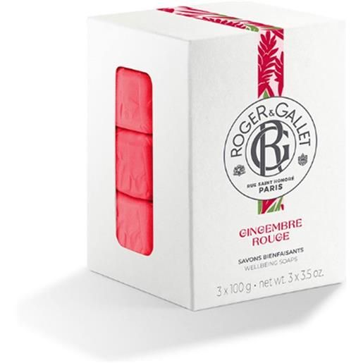 Roger&Gallet gingembre rouge - box saponette bacche zenzero benzoino, 3 x 100g