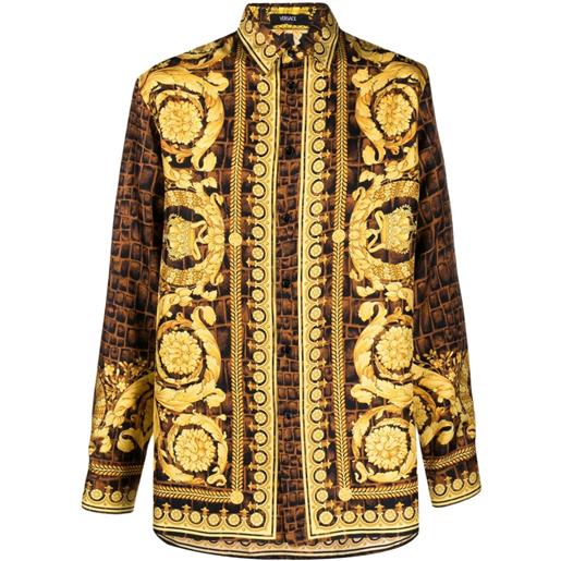 Versace camicia con stampa baroccodile - giallo