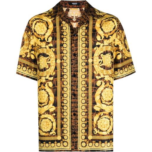 Versace camicia con stampa baroccodile - nero