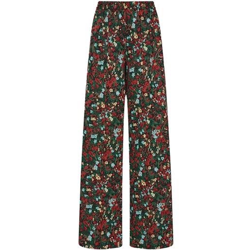 Rosetta Getty pantaloni a fiori con vita elasticizzata - verde