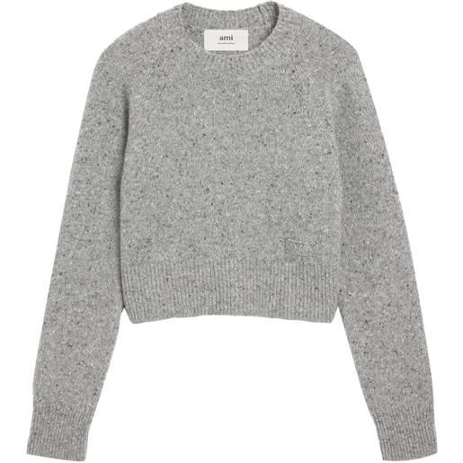 AMI Paris maglione girocollo con ricamo - grigio