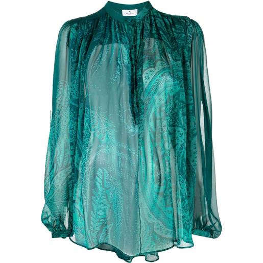 ETRO camicia con stampa semi trasparente - verde