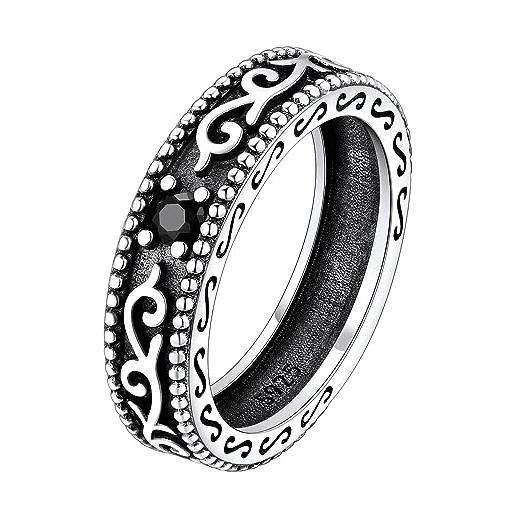 FaithHeart anello uomo con 3mm zircone nero rune vinchinghe/nodo celtico anello vichingo in s925 argento sterling antiallergico anello di coppia di fidanzamento san valentino