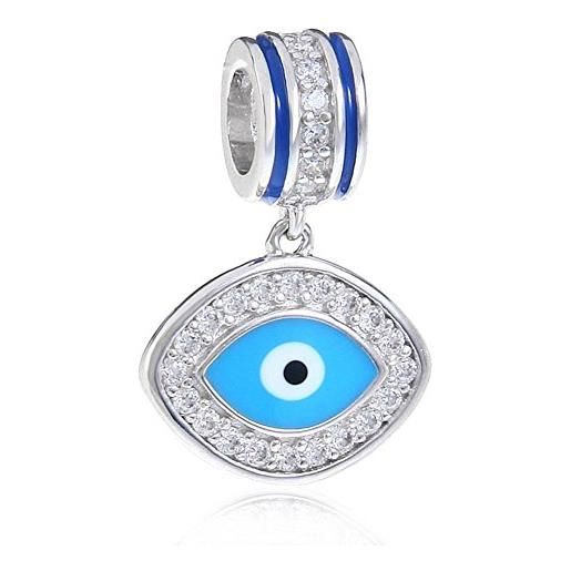 YiRong Jewelry ciondolo a forma di occhio malvagio, in argento sterling 925, con angelo, per halloween, natale, per braccialetti pandora b
