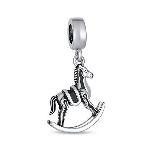 Bling Jewelry nuovo giocattolo madre pendenti goccia cavallo a dondolo charm bead per donne adolescente. 925 argento adatto bracciale europeo