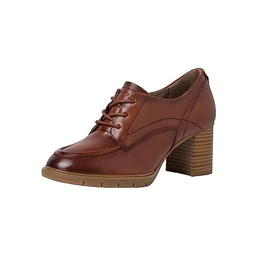Tamaris 8-83301-41-scarpe da lavoro in pelle comfort fit, plantare intercambiabile con lacci, stile classico, scarpe da ginnastica donna, marrone, 36 eu larga