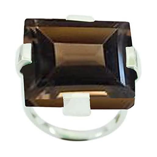 CaratYogi smoky quartz smoky gemstone anello 925 sterling silver chakra guarigione alla moda ed elegante anelli fatti a mano per uomini e donne taglia 62