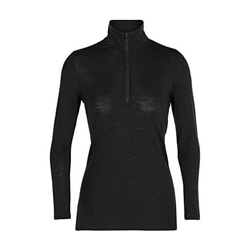 Icebreaker maglietta a maniche lunghe con mezza zip da donna - 100% lana merino - 175 tessuto ultraleggero - nero, m