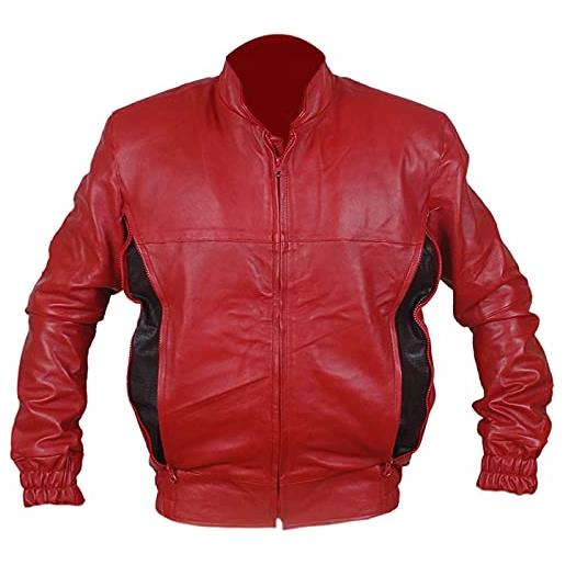 Fashion_First luke ryan gosling place beyond the pines - giacca in pelle rossa da uomo, colore: rosso, ryan gosling giacca in pelle rossa, l