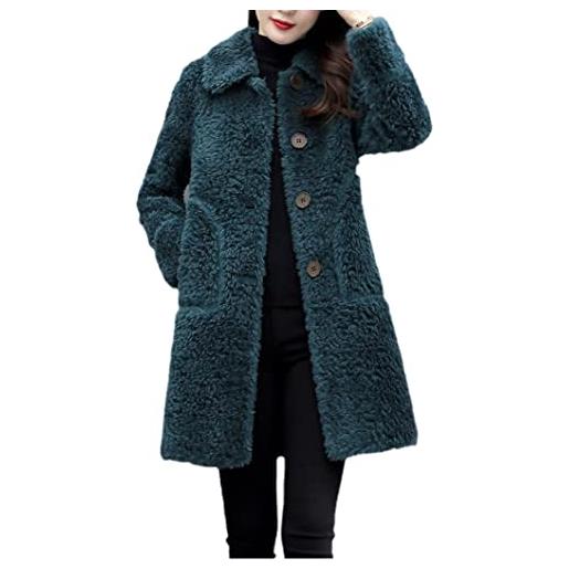 keusyoi giacca invernale in pile di agnello invernale da donna cappotto di lana sottile allentato caldo addensare lungo parka outwear
